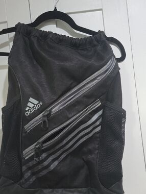 Adidas Black and Gray Drawstring Sports Backpack